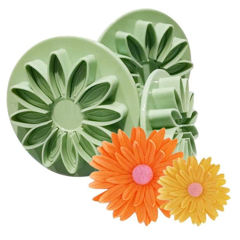QELEG 3 Pieces Sunflower Fondant Embossing Tool Plunger Sunflower Cake Cutter Sugarcraft Cake Decorating (Sunflowers) - Image 1