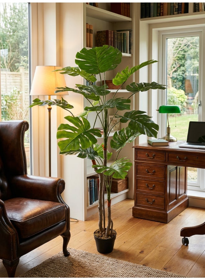 Noon East Monstera 155cm (5 ft) Tall Artificial Tree with Pot | Floor Plant with Lifelike Design & Texture - Green | Decorative Natural Texture Tree for Home, Living Room, Study & Office spaces - Image 4
