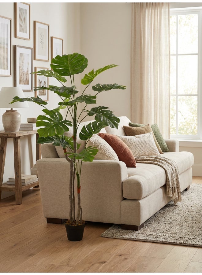 Noon East Monstera 155cm (5 ft) Tall Artificial Tree with Pot | Floor Plant with Lifelike Design & Texture - Green | Decorative Natural Texture Tree for Home, Living Room, Study & Office spaces - Image 3