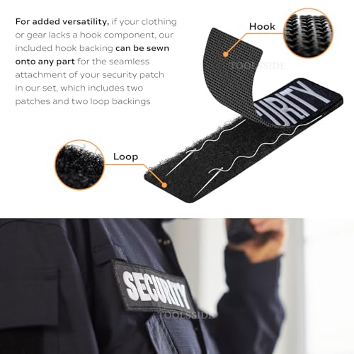 TOOLSSIDE 2 Pack Security Patches Hook and Loop System - Security Patches for Uniforms with Embroidered Letters - One Small and One Large Security Patch - Security Patch for Vest or Jacket 10.75" x 4" - Image 3