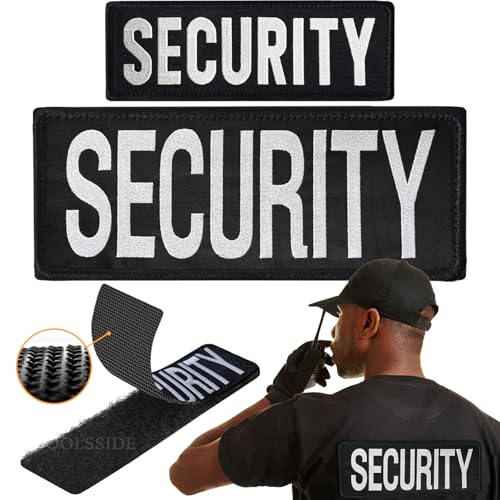 TOOLSSIDE 2 Pack Security Patches Hook and Loop System - Security Patches for Uniforms with Embroidered Letters - One Small and One Large Security Patch - Security Patch for Vest or Jacket 10.75" x 4" - Image 1