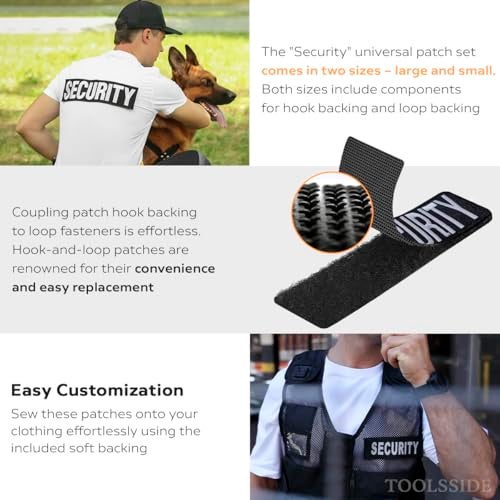 TOOLSSIDE 2 Pack Security Patches Hook and Loop System - Security Patches for Uniforms with Embroidered Letters - One Small and One Large Security Patch - Security Patch for Vest or Jacket 10.75" x 4" - Image 5