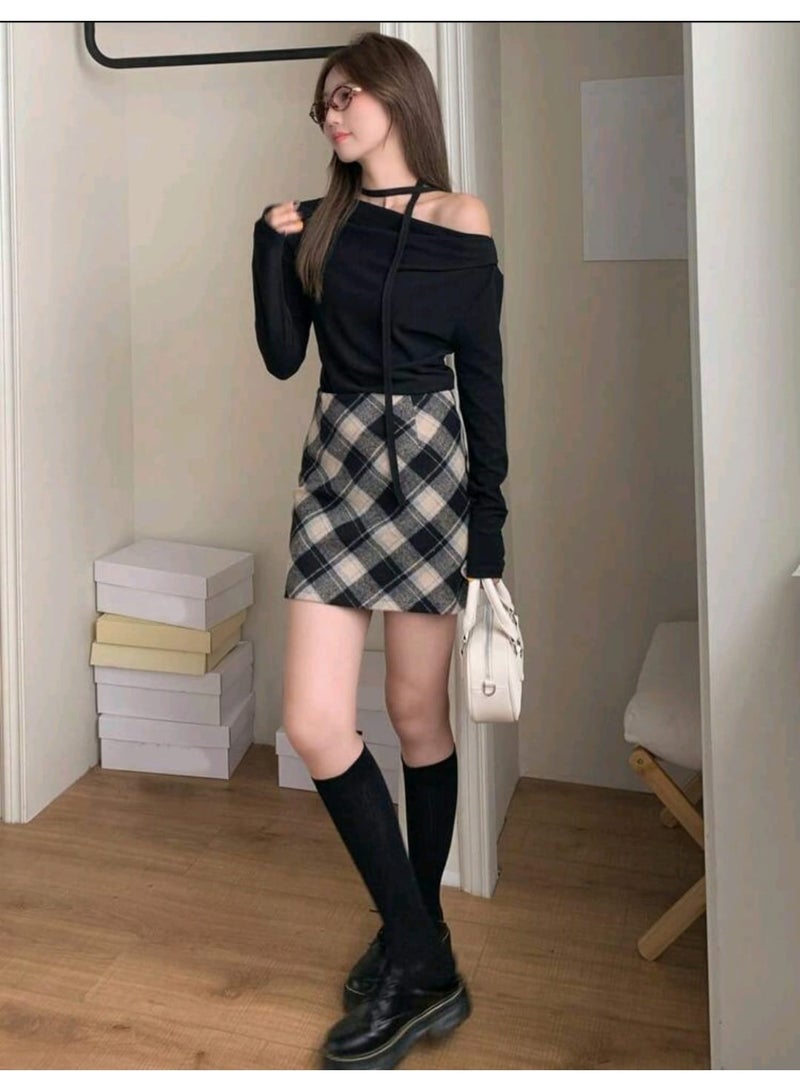 DAZY Women's Oblique Shoulder Tie-Strap Long Sleeve Solid Color Minimalist BLOUSE - Image 3