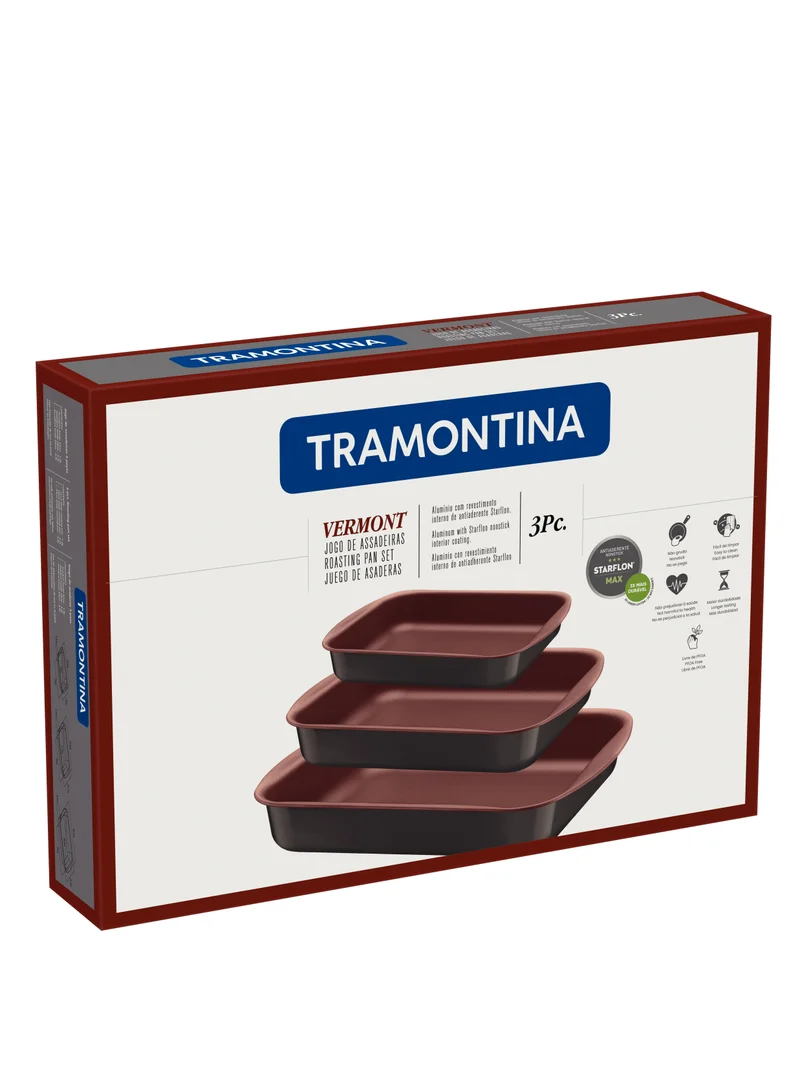 ترامونتينا Vermont 3 Pieces Graphite Aluminum Roasting Pan Set with Copper Interior Starflon Max PFOA Free Nonstick Coating
