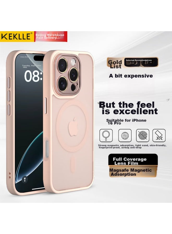 Keklle Iphone 16 Pro Case, Apple 16 Pro Protective Cover, Wireless Charging Compatible, Frosted Anti-drop Lens Full Protection Soft Edge Case, Cherry Blossom Pink - Image 1