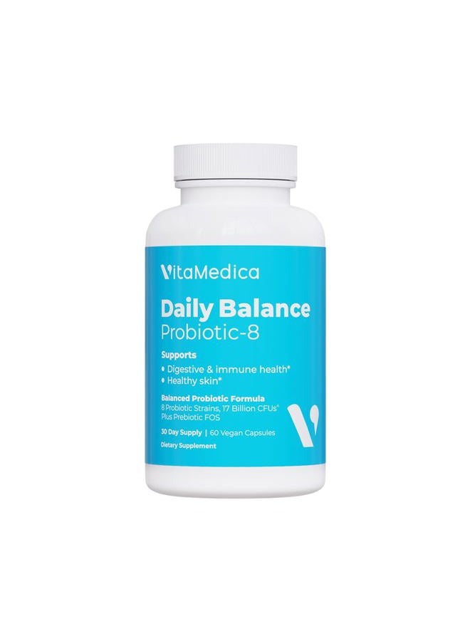 VitaMedica Daily Balance Probiotic-8 | Probiotic Supplement | 16 Billion CFUs | Gut Health | Digestive, Skin, & Immune Support | Constipation, Diarrhea, Gas & Bloating Relief | Vegan | 60 Count - Image 1