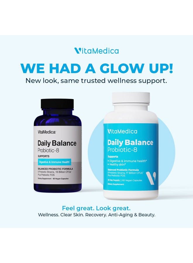 VitaMedica Daily Balance Probiotic-8 | Probiotic Supplement | 16 Billion CFUs | Gut Health | Digestive, Skin, & Immune Support | Constipation, Diarrhea, Gas & Bloating Relief | Vegan | 60 Count - Image 2