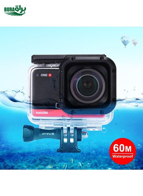 PULUZ 60m Underwater Depth Diving Case Waterproof Camera Housing for Insta360 ONE R 4K Wide-angle Edition(Transparent)