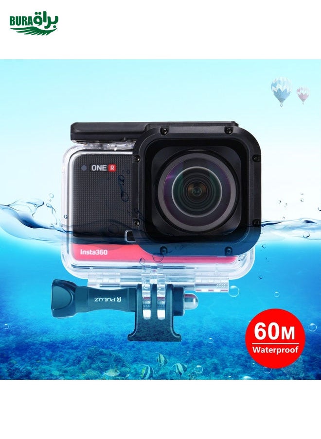 PULUZ 60m Underwater Depth Diving Case Waterproof Camera Housing for Insta360 ONE R 4K Wide-angle Edition(Transparent)