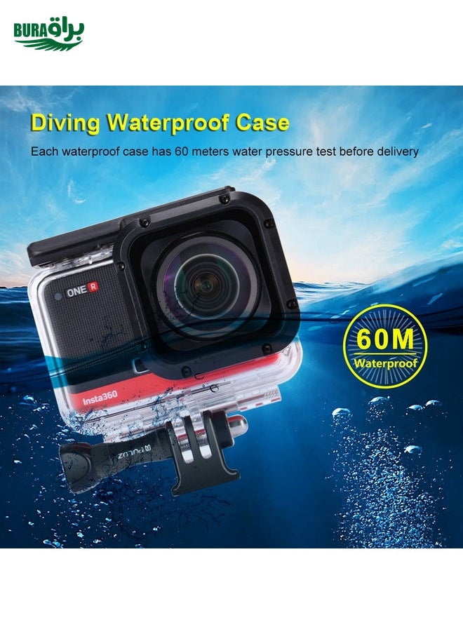 PULUZ 60m Underwater Depth Diving Case Waterproof Camera Housing for Insta360 ONE R 4K Wide-angle Edition(Transparent)