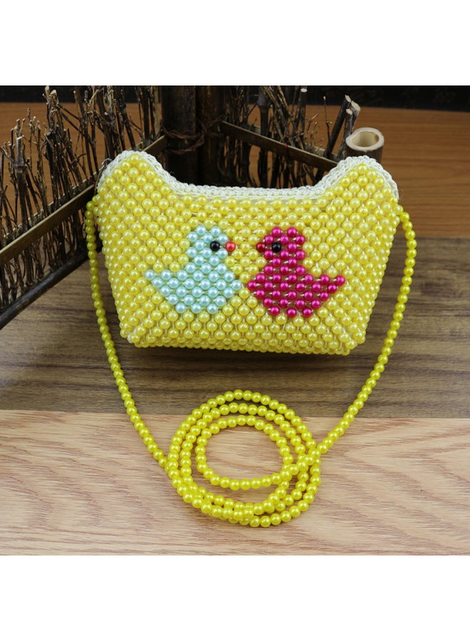 Yuanbao Pearl Bag Handmade Shoulder Crossbody Bag With Zipper Fashion Children's Bag Folk Crafts Wholesale-Color:88005-8 Animal Ingot Pearl Bag (long Belt)-golden  - Image 1