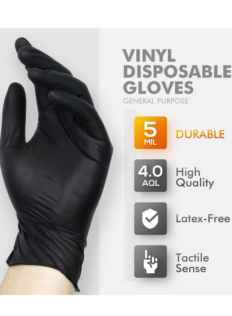 Black Disposable Vinyl Powder Free Gloves For Multi Purpose Uses  Large Size  70 Pcs - Image 2