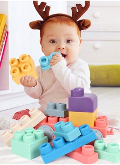 Arabest Soft and Safe Building Blocks Toys, 50 Pcs Build Blocks Sensory Toys Sets, Educational Infant Blocks Kit for Toddlers Baby  - Image 1