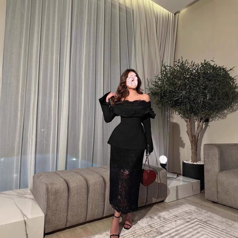 2025 Middle East Women'S Independent Station Hip-Hugging One-Shoulder Lace Evening Dress - Image 2