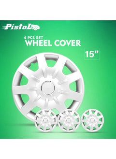 Pistol Wheel Cap with Universal Snap-On Rings Wheel Cover 15 Inch Wheel Hubcaps Set of 4 Pcs Automotive Hub - Pistol WJ-5064-A-15  - Image 1