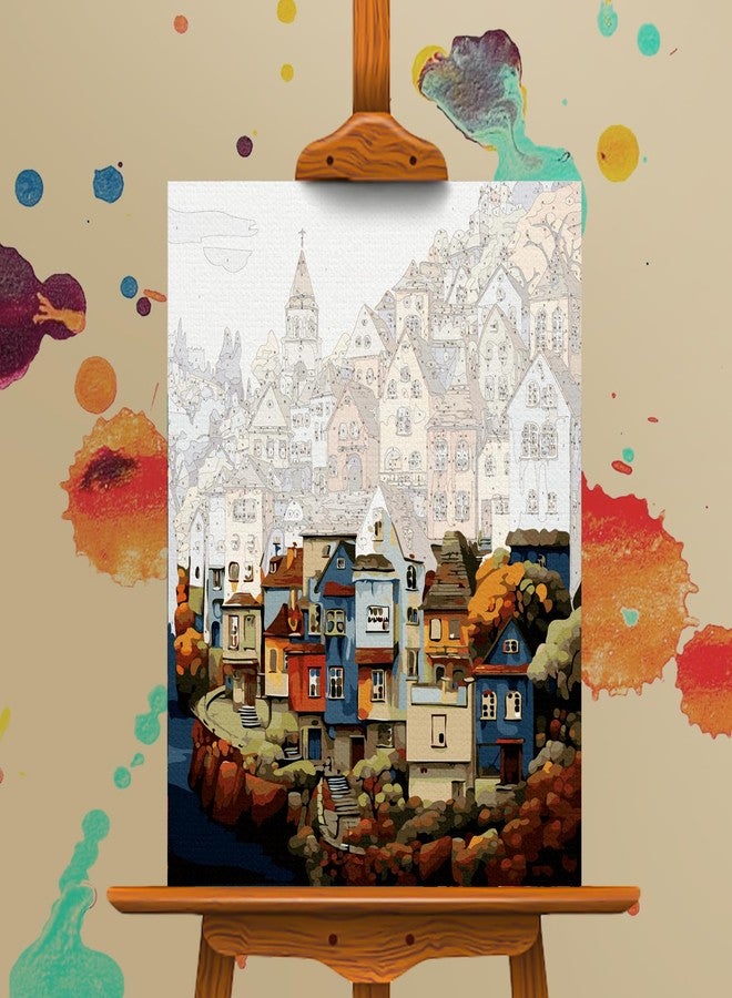 Camocin Paint by Numbers Kit for Adults Beginner, Countryside Acrylic Adult Paint by Number Kits on Canvas, Village Landscape Watercolor Oil Paint by Number for Adults, Perfect for Home Decor Gift 16"x20" - Image 4