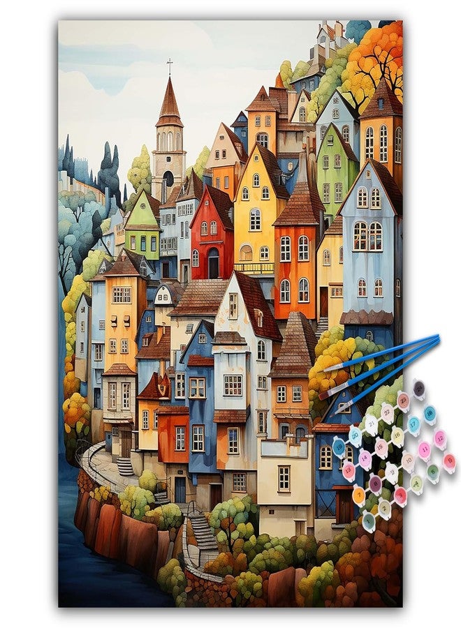 Camocin Paint by Numbers Kit for Adults Beginner, Countryside Acrylic Adult Paint by Number Kits on Canvas, Village Landscape Watercolor Oil Paint by Number for Adults, Perfect for Home Decor Gift 16"x20" - Image 1