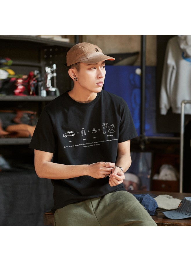 TonLion 2025 Summer Short Sleeve T-shirt Men's Cotton Tee Fashionable Versatile Round Neck Loose Fit Casual Top - Image 5