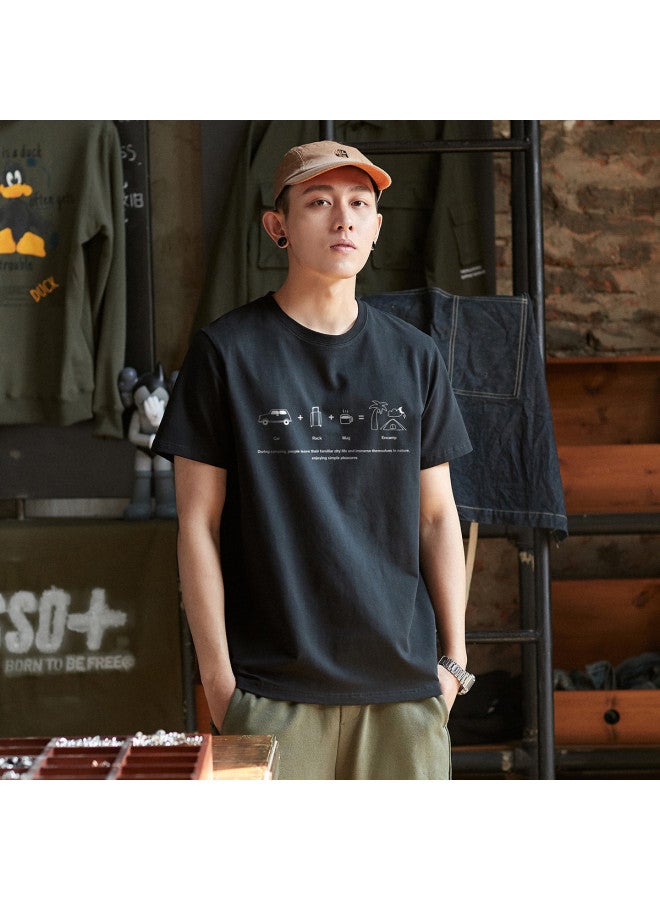 TonLion 2025 Summer Short Sleeve T-shirt Men's Cotton Tee Fashionable Versatile Round Neck Loose Fit Casual Top - Image 3