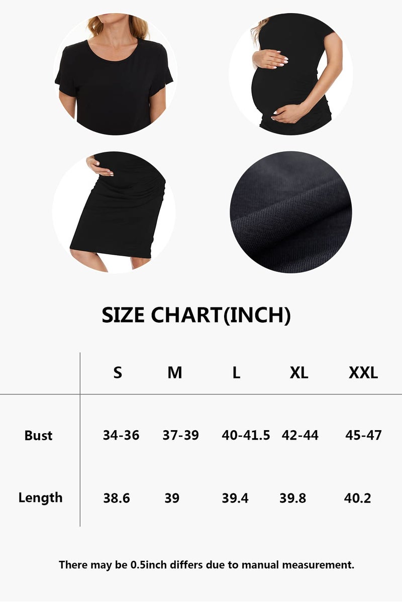 Smallshow Women's Short Sleeve Maternity Dress Ruched Pregnancy Clothes X-Large Army Green - Image 4