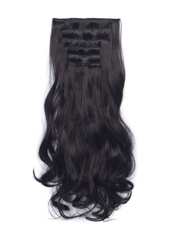 وهاواي 6pcs Clip in Hair Extensions for Women 50cm, Heat Resistant Synthetic Fiber Long Wavy Hairpieces Thick Clip in Hair Extensions with 16 Invisible Clips Natural Black - Image 3