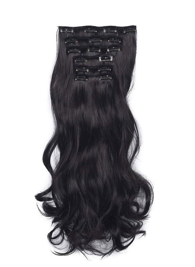 وهاواي 6pcs Clip in Hair Extensions for Women 50cm, Heat Resistant Synthetic Fiber Long Wavy Hairpieces Thick Clip in Hair Extensions with 16 Invisible Clips Natural Black - Image 4