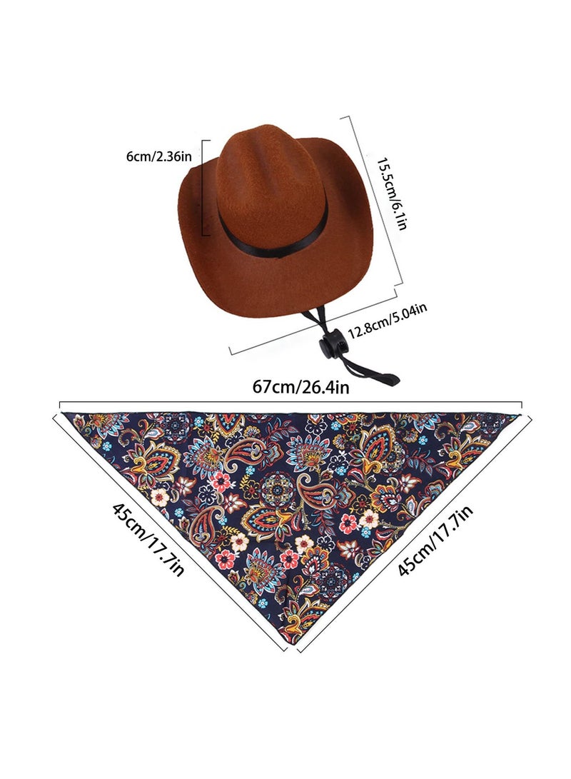 Pet Cowboy Hat and Bandana Set for Dogs and Cats - Cowboy Costume Accessories for Puppies and Kittens - Perfect for Parties, Festivals, and Everyday Wear - Image 4