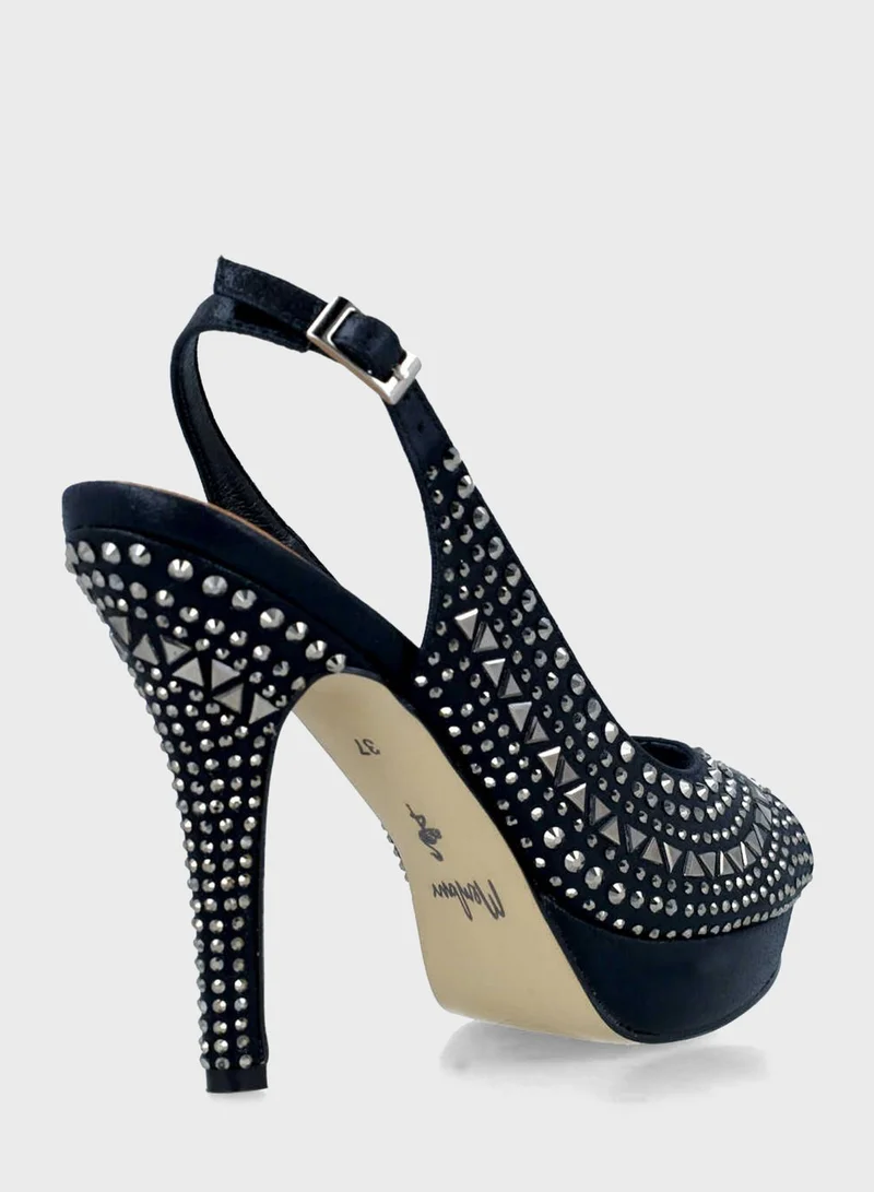 MENBUR Peep Toe Heel Sandals