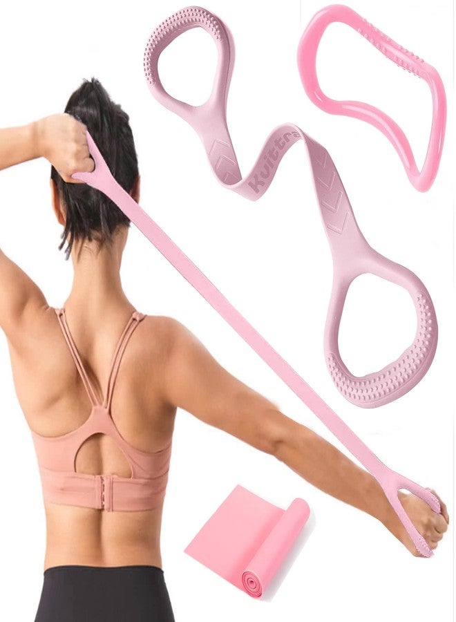 Kvittra Figure 8 Resistance Band with Yoga Ring, Arm Back Shoulder Exercise Elastic Rope Stretch Fitness Band, Foot, Leg, Hand Stretcher, Arm Exerciser for Yoga Pilates Stretching Physical Therapy - Image 1