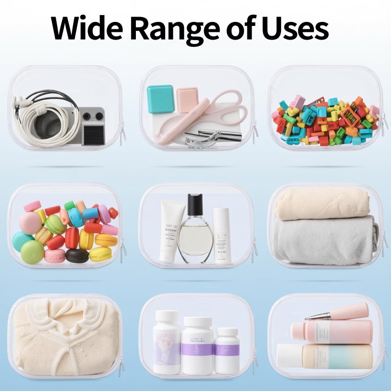 XCRUI Clear Zipper Pouches, 4PCS Hard Shell Zipper Case,Clear Cosmetic Bag,Toiletry Pouch, Portable Waterproof Travel Organizer Bags for Cosmetics, Snacks, Puzzles (M+3S) - Image 5
