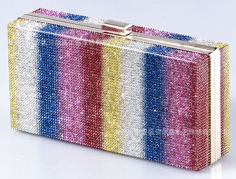 New Spot Spray-Painted Rhinestone Evening Bag Sale Full Diamond Evening Bag Women'S Crossbody Dress Clutch Bag - Image 1