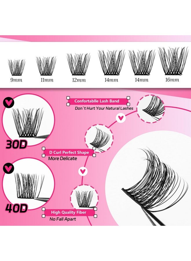 Himirell - Himirell Lash Extension Individual Fluffy Natural Wispy Lashes DIY Eyelash Extension Lash Volume Clusters Mix D Curl Eyelash 3D Clusters Lashes Faux Mink False Extensions Self Application at Home - Image 1