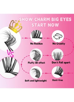 Himirell Himirell Lash Extension Individual Fluffy Natural Wispy Lashes DIY Eyelash Extension Lash Volume Clusters Mix D Curl Eyelash 3D Clusters Lashes Faux Mink False Extensions Self Application at Home  - Image 4