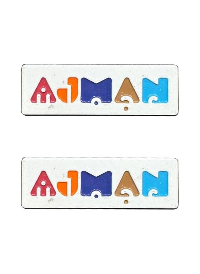 SNW - Pack of 2 UAE Ajman 2 Pcs Mix Logo Design 2D Sticker Badge Metal 2cm 3cm - Image 1