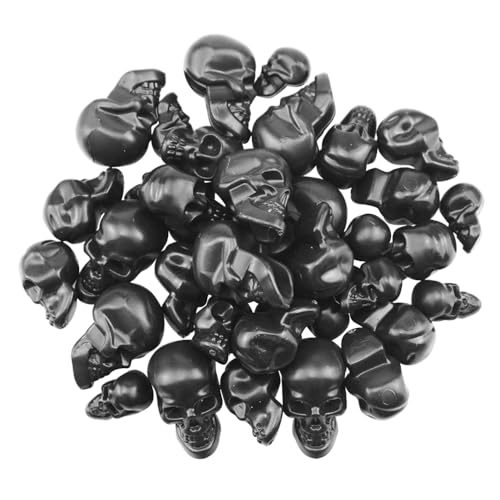 SaktopDeco 40 Counts Black Skull Mini Plastic Skull Heads Decor Halloween Skeleton Head for Crafts Bar Home Table Party Decorations - Image 4