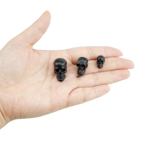 SaktopDeco 40 Counts Black Skull Mini Plastic Skull Heads Decor Halloween Skeleton Head for Crafts Bar Home Table Party Decorations - Image 3