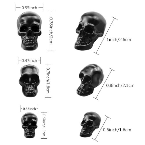 SaktopDeco 40 Counts Black Skull Mini Plastic Skull Heads Decor Halloween Skeleton Head for Crafts Bar Home Table Party Decorations - Image 2