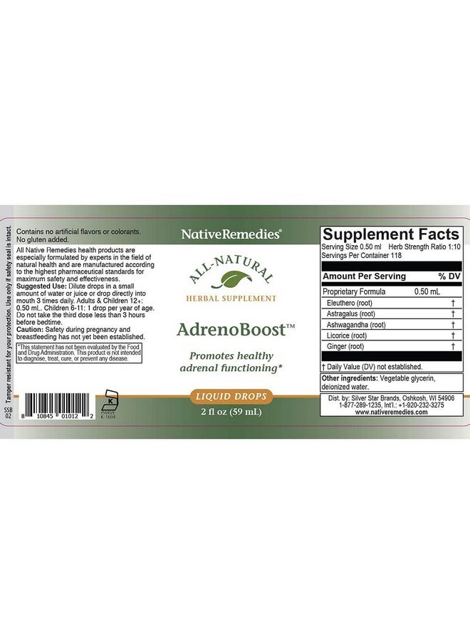 Native Remedies Native Remedies AdrenoBoost - All Natural Herbal Supplement for Adrenal Support, 2 Fl oz.  - Image 5