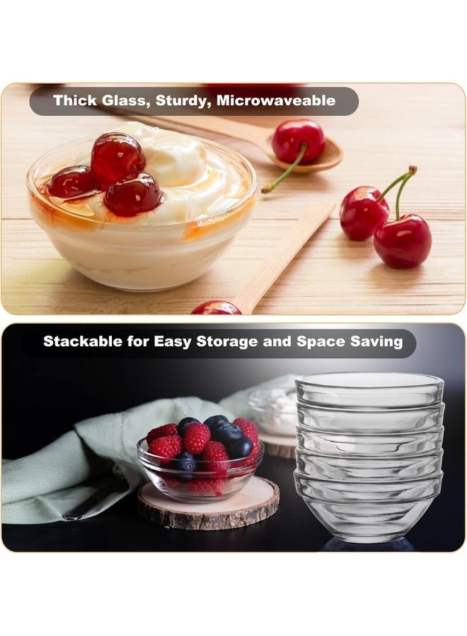 هابي هوم عبوة من 6 أوعية زجاجية صغيرة، أوعية غمس، طبق صلصة صغير مستدير سعة 75 مل للصلصات، وعاء تقديم زجاجي شفاف صغير للصلصة، المكونات، التوابل، أوعية تحضير التوابل، المقبلات - Image 4