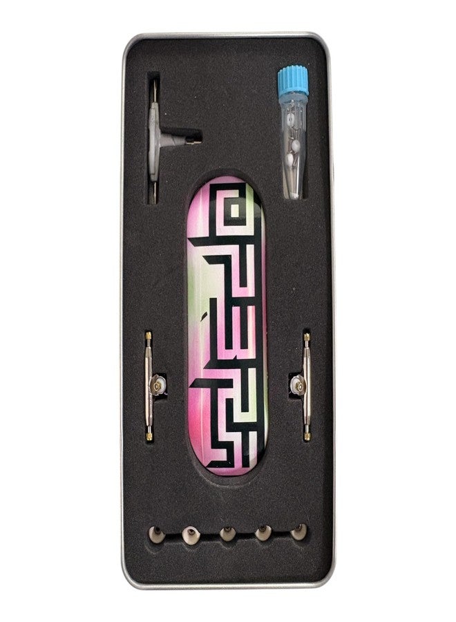 LEEFAI Pro Fingerboard Complete 34 * 96mm Maples Wood Deck,UV Printing Graphic-Solid Single Axles Pro Trucks & 5 Urethane Bearing Wheels,-Op3ra Maze(litez) Edition - Image 1