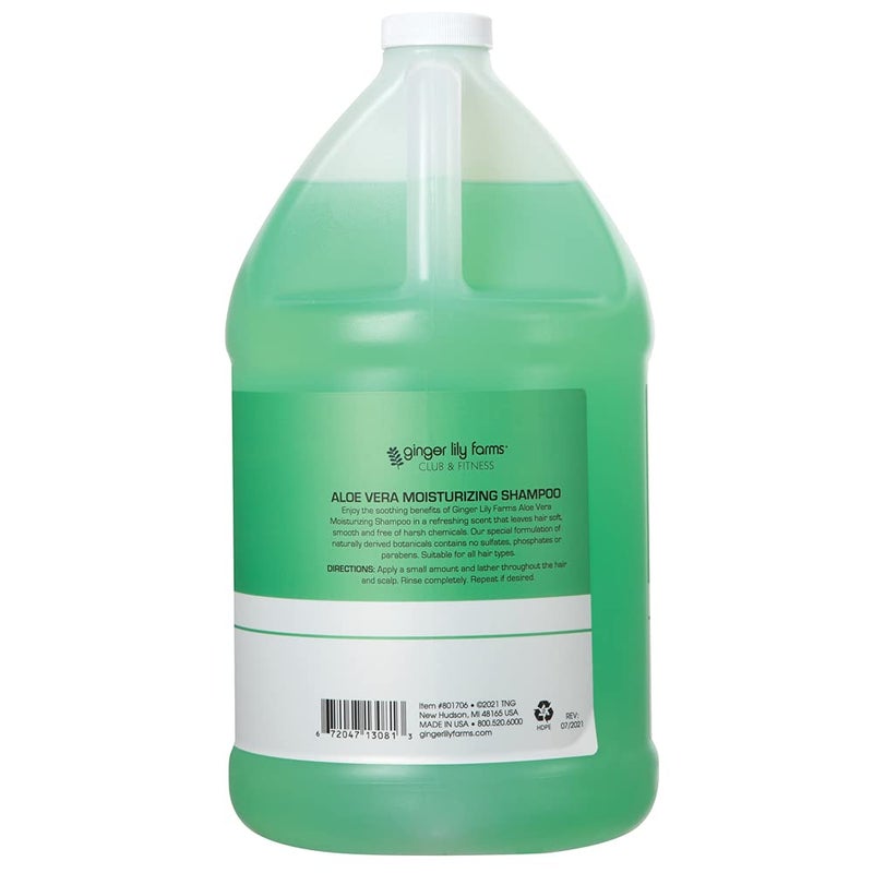 Ginger Lily Farms Club & Fitness Moisturizing Shampoo for All Hair Types, 100% Vegan & Cruelty-Free, Aloe Vera Scent, 1 Gallon (128 fl oz) Refill - Image 2
