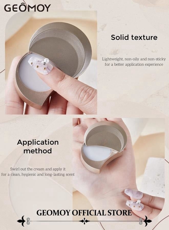 Geomoy Unisex Women's Men's 2pcs Solid Perfume Moon Shape Package Fresh Smearing Perfume Ointment Portable Lightweight Fragrance Body Cream - Image 4