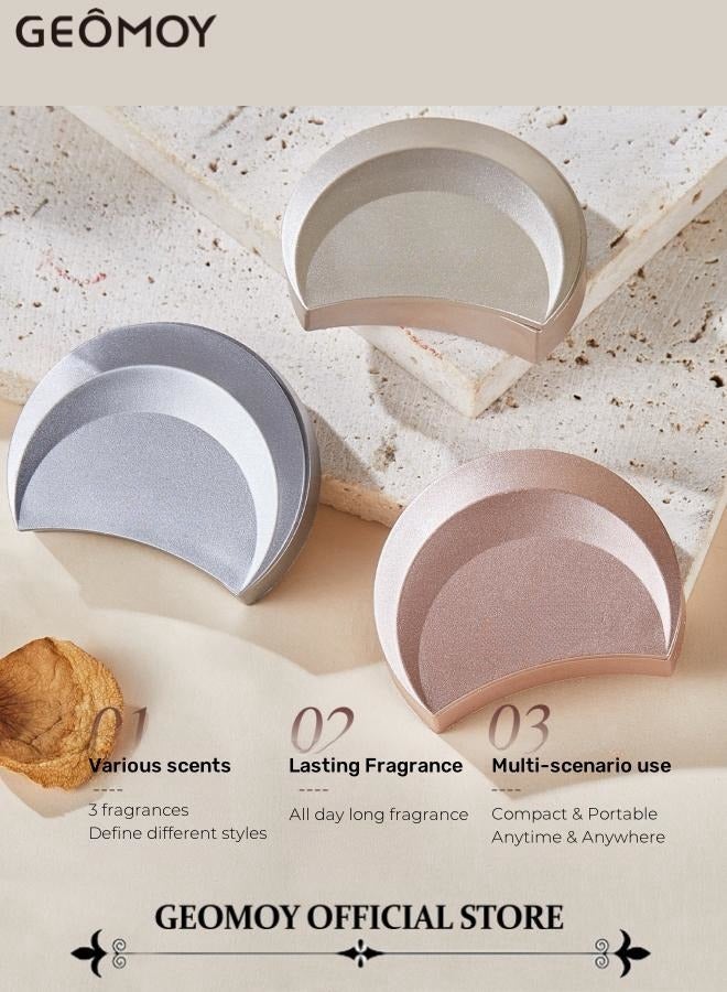 Geomoy Unisex Women's Men's 2pcs Solid Perfume Moon Shape Package Fresh Smearing Perfume Ointment Portable Lightweight Fragrance Body Cream - Image 3