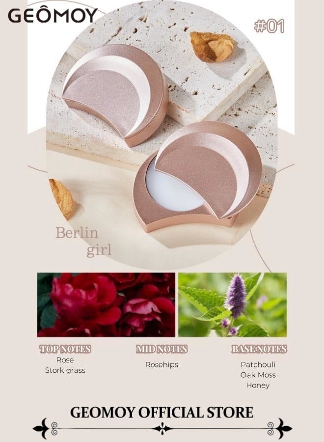Geomoy Unisex Women's Men's 2pcs Solid Perfume Moon Shape Package Fresh Smearing Perfume Ointment Portable Lightweight Fragrance Body Cream - Image 5
