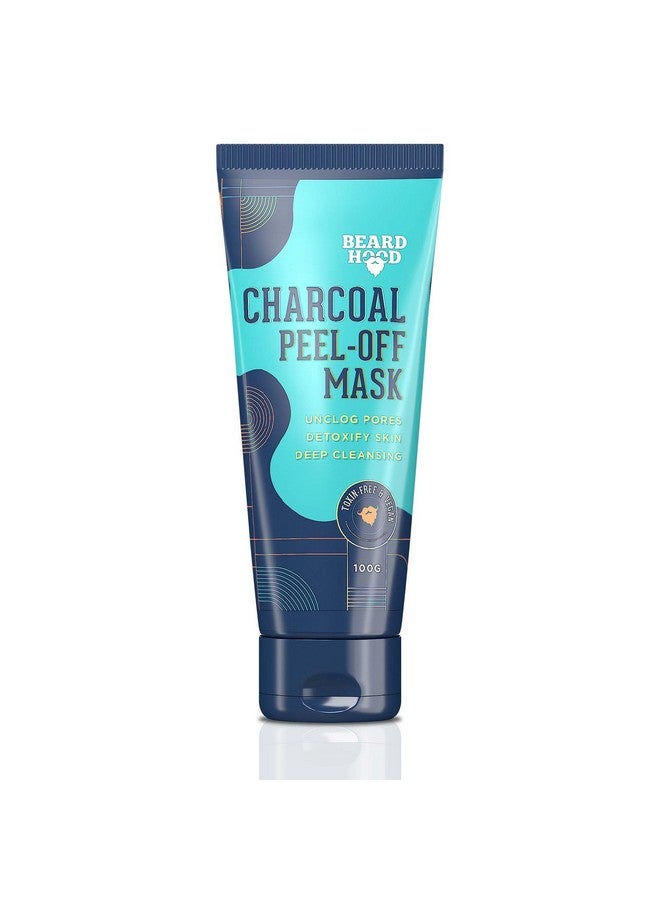 BEARDHOOD Charcoal Peel Off Mask ; Skin Detox & Instant Glow ; Benefits Of Rosemary Oil & Eucalyptus Oil 3.5 Ounce/100Gram - Image 1
