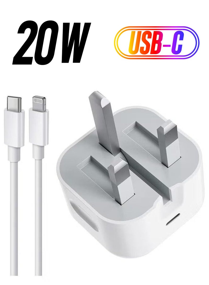 Raxoom iPhone 20W PD 3.0 USB C Wall Charger Plug with 1M iPhone Fast Charging Cable USB C Fast Charger Charger Cable and Plug, iPhone Fast Charger Compatible with Phone 14 13 12 11 Pro Max Mini X XR Xs 8  - Image 1