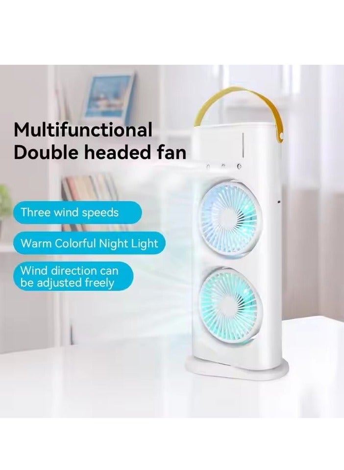 BORTONY Air Cooler Fan Desktop Spray Mist Fan Air Conditioners  Rechargeable Electric Fan LED Light Water Mist Fan 3 In 1 Air Humidifier For Home - Image 2