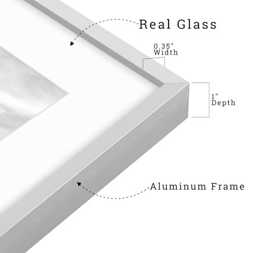 Frametory, 11x14 Metal Picture Frame with Mat for 8x10 Picture & Real Glass, Aluminum Photo Frame Collection (Silver, 1 Pack) - Image 3