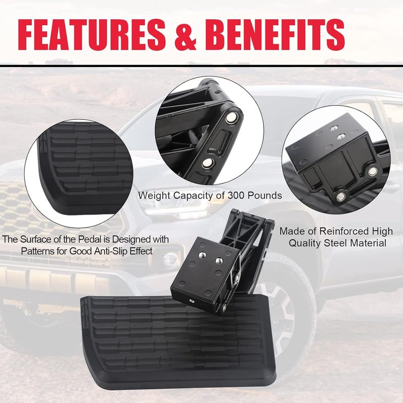 VASTAUTO Rear Bed Step for Toyota Tacoma 2012-2022 - Retractable Bumper Truck Tailgate Step - Image 4