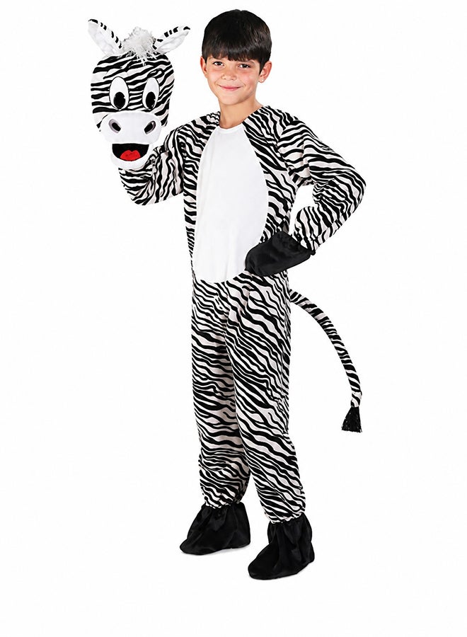 Toy Land Kids Zebra Costume Set with Hood Mask – Animal Fancy Dress Outfit for Boys & Girls of age 4 to 5 years - Image 2